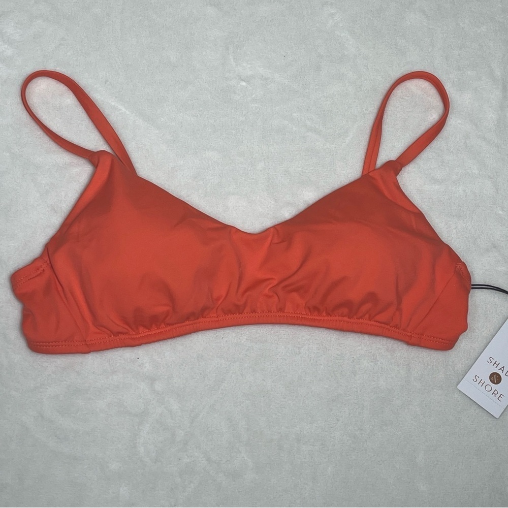 Shade & Shore Orange V-Neck Bikini Top Medium 8-10 Adjustable NWT - Picture 3 of 10